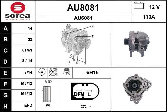SNRA AU8081 - Alternator furqanavto.az