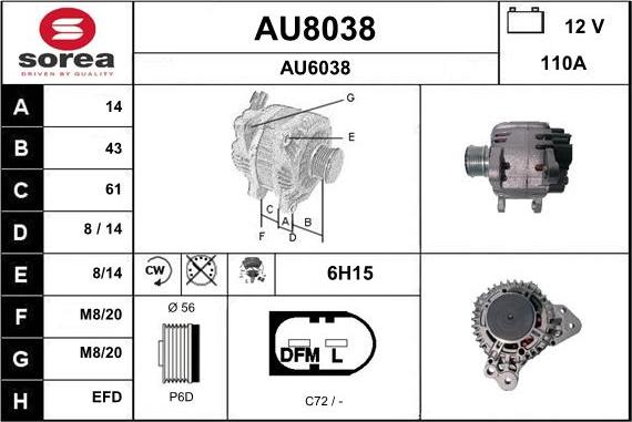 SNRA AU8038 - Alternator furqanavto.az