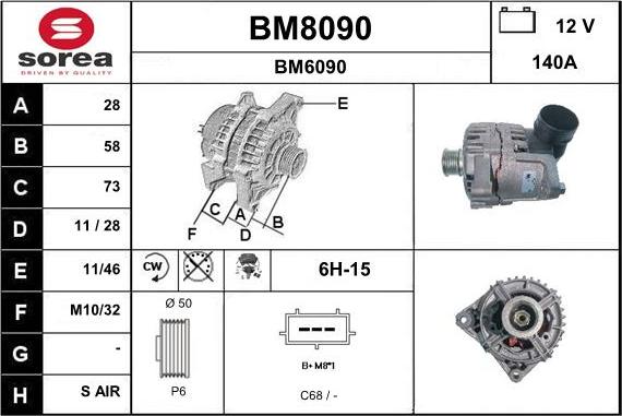 SNRA BM8090 - Alternator furqanavto.az