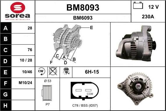 SNRA BM8093 - Alternator furqanavto.az