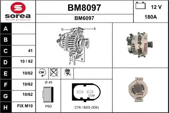 SNRA BM8097 - Alternator furqanavto.az