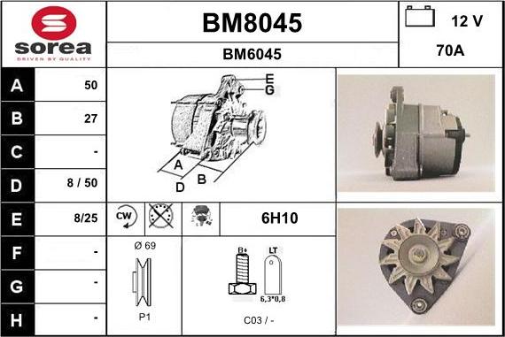 SNRA BM8045 - Alternator furqanavto.az