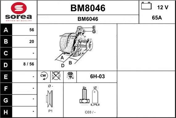 SNRA BM8046 - Alternator furqanavto.az