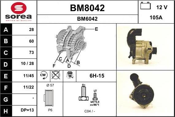 SNRA BM8042 - Alternator furqanavto.az