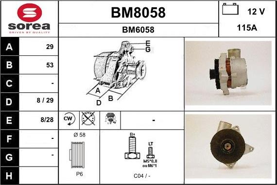 SNRA BM8058 - Alternator furqanavto.az