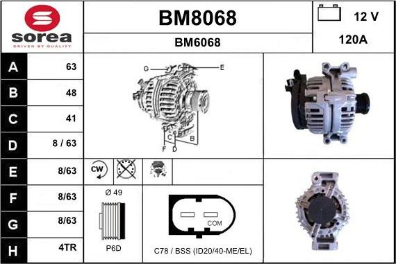 SNRA BM8068 - Alternator furqanavto.az