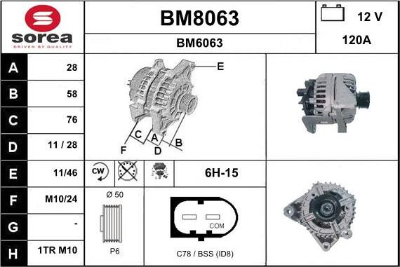 SNRA BM8063 - Alternator furqanavto.az