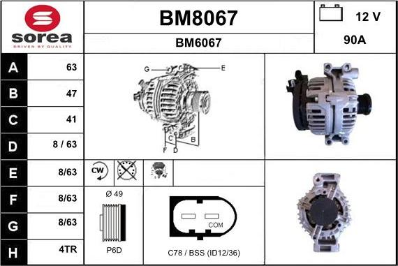 SNRA BM8067 - Alternator furqanavto.az