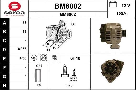 SNRA BM8002 - Alternator furqanavto.az