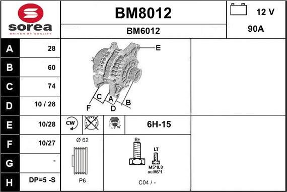 SNRA BM8012 - Alternator furqanavto.az