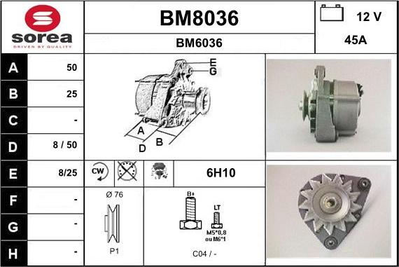 SNRA BM8036 - Alternator furqanavto.az