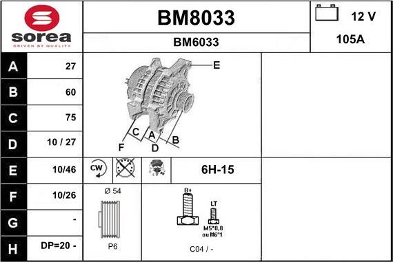 SNRA BM8033 - Alternator furqanavto.az