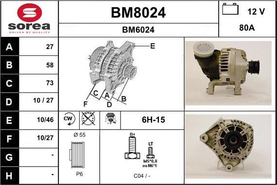 SNRA BM8024 - Alternator furqanavto.az