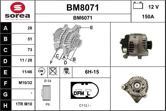 SNRA BM8071 - Alternator furqanavto.az