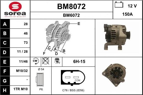 SNRA BM8072 - Alternator furqanavto.az