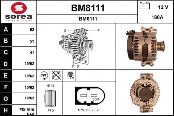 SNRA BM8111 - Alternator furqanavto.az