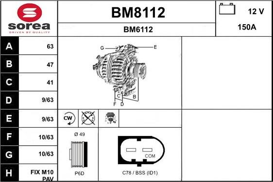 SNRA BM8112 - Alternator furqanavto.az