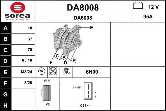 SNRA DA8008 - Alternator furqanavto.az