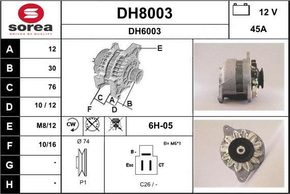 SNRA DH8003 - Alternator furqanavto.az