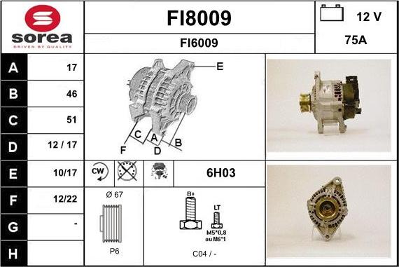 SNRA FI8009 - Alternator furqanavto.az