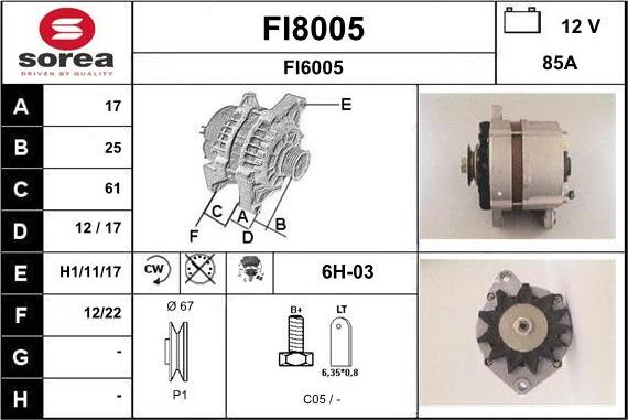SNRA FI8005 - Alternator furqanavto.az