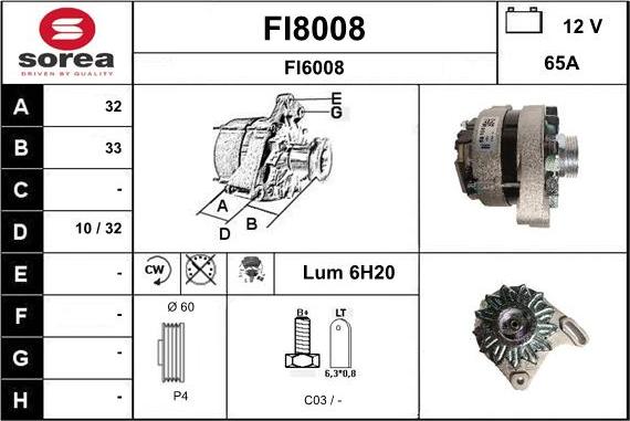 SNRA FI8008 - Alternator furqanavto.az