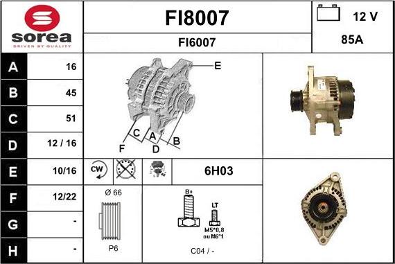 SNRA FI8007 - Alternator furqanavto.az