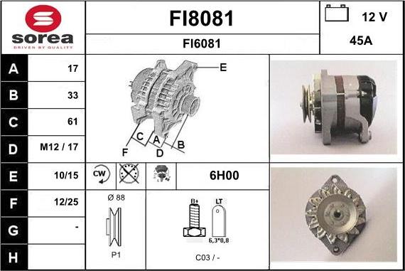 SNRA FI8081 - Alternator furqanavto.az