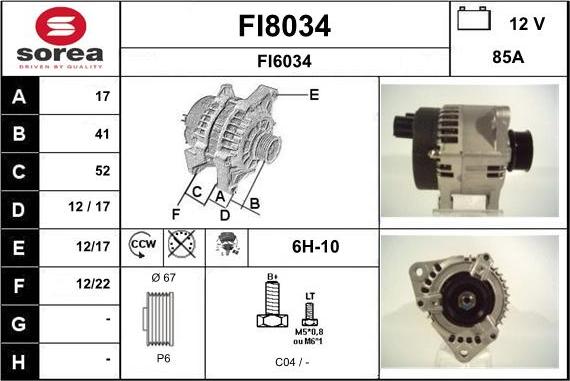 SNRA FI8034 - Alternator furqanavto.az