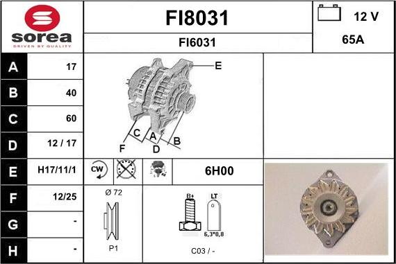 SNRA FI8031 - Alternator furqanavto.az