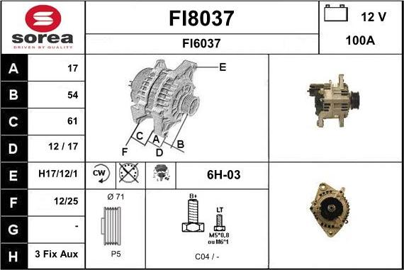 SNRA FI8037 - Alternator furqanavto.az