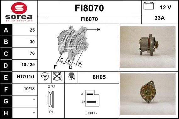 SNRA FI8070 - Alternator furqanavto.az