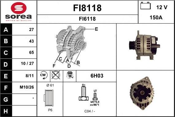 SNRA FI8118 - Alternator furqanavto.az