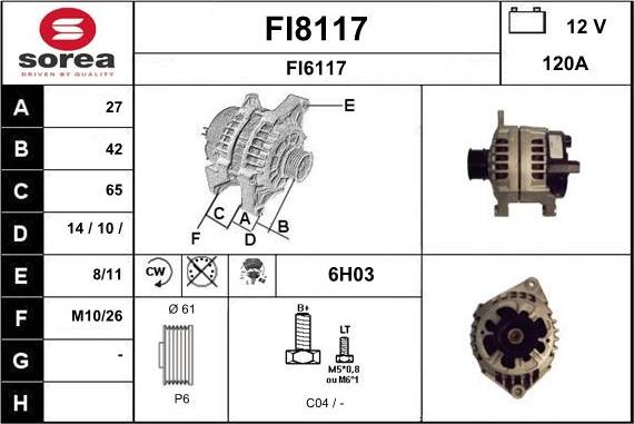 SNRA FI8117 - Alternator furqanavto.az
