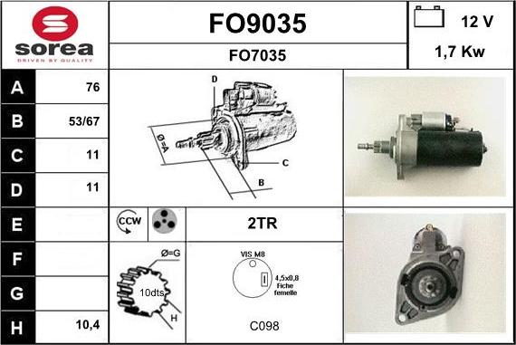 SNRA FO9035 - Başlanğıc furqanavto.az