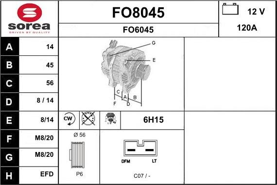 SNRA FO8045 - Alternator furqanavto.az