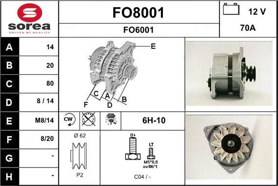 SNRA FO8001 - Alternator furqanavto.az