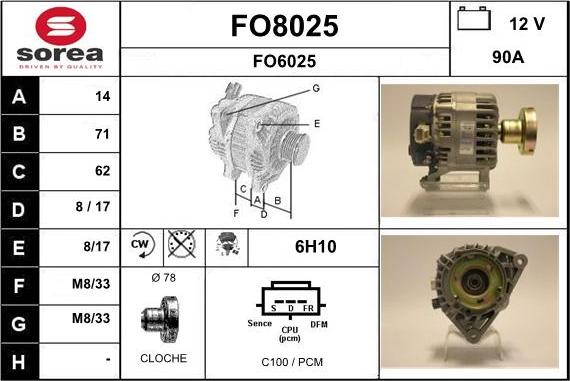 SNRA FO8025 - Alternator furqanavto.az