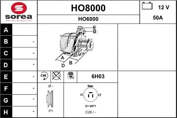SNRA HO8000 - Alternator furqanavto.az