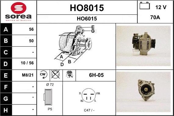 SNRA HO8015 - Alternator furqanavto.az