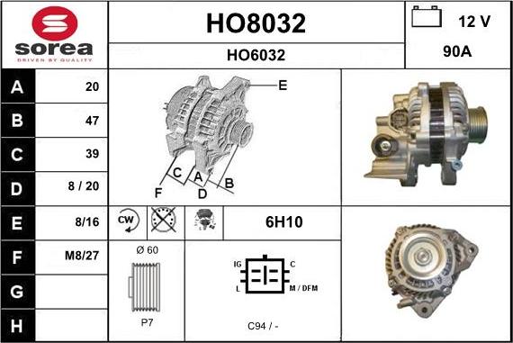 SNRA HO8032 - Alternator furqanavto.az