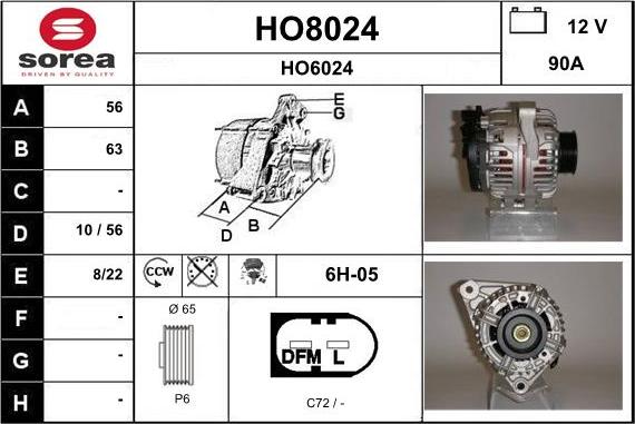 SNRA HO8024 - Alternator furqanavto.az