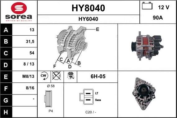SNRA HY8040 - Alternator furqanavto.az
