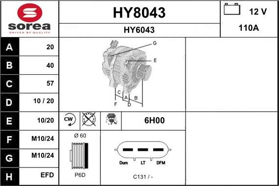 SNRA HY8043 - Alternator furqanavto.az