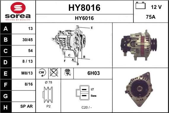 SNRA HY8016 - Alternator furqanavto.az