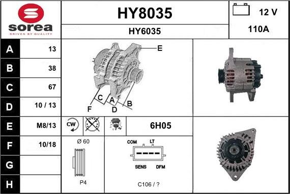 SNRA HY8035 - Alternator furqanavto.az