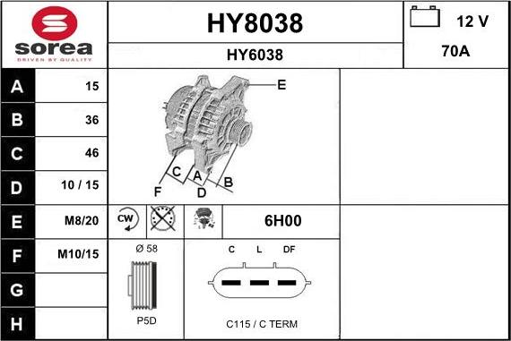 SNRA HY8038 - Alternator furqanavto.az