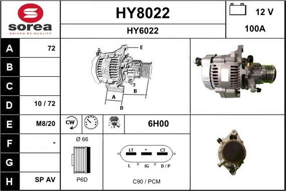SNRA HY8022 - Alternator furqanavto.az