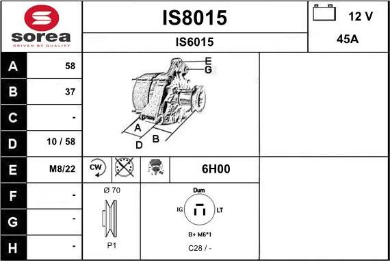 SNRA IS8015 - Alternator furqanavto.az