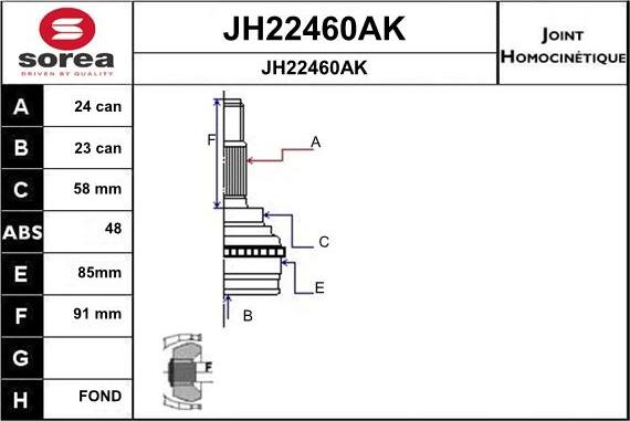 SNRA JH22460AK - Birləşmə dəsti, ötürücü val furqanavto.az